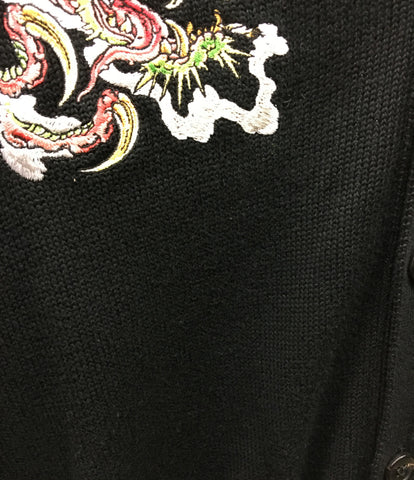 WACOM มาเรีย 20ss เพื่อนร่วม TIMLY สูง Embroidery ออกแบบเสื้อไหมพรม Haori มังกรเสือดำผู้ชายไซส์ XL ที่บ้าคลั่งมาเรีย