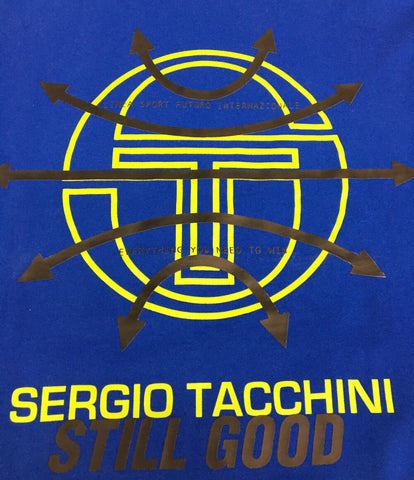 美品 セルジオタッキーニ スティル グッド パーカー HOODIE GLOBAL SWEATER バックロゴ ブルー      メンズ SIZE L  Sergio Tacchini × Still Gold