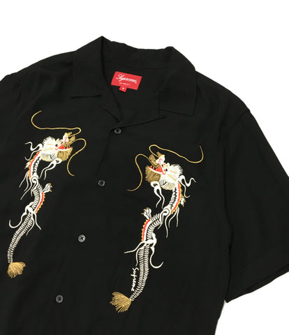 シュプリーム ドラゴン刺繍レーヨン半袖シャツ S
