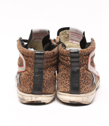 Golden Sneaker Slide High Cut Leopard Leopard P แบบวินเทจ Golden Goose