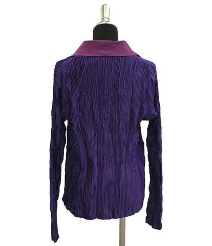 Issey Miyake Tailored Jacket Purple Pleated IM33FD100 Women's Size M ISSEY MIYAKE