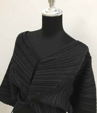 Issey Miyake pleated Dolman Sleeve Jacket Black im 62fd619 Ladies Size M