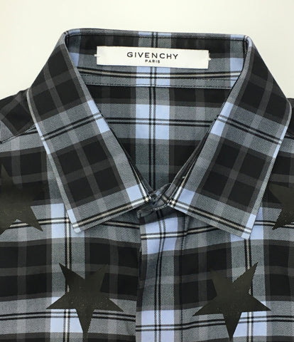 Givenchy ความงามผลิตภัณฑ์แขนยาวเสื้อ Checkshirt ดาว 16aw ผู้ชายจิวองชี่