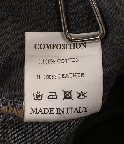 Layer Zero Denim Pants Jeans 5 Pocket Denim Leather Patch Damage Processing Mens Layer-0