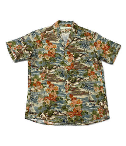 オフホワイト 美品 アロハシャツ TROPICAL PRINT SHIRT シルク 18SS