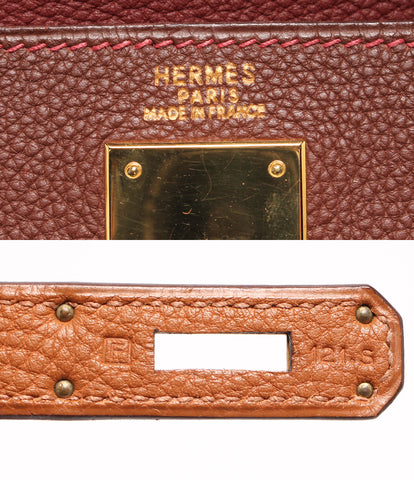 Hermes handbags □ F engraved Togo Marron Rouge ash Tricolor Kelly 32 121.S Kelly 32 Ladies HERMES