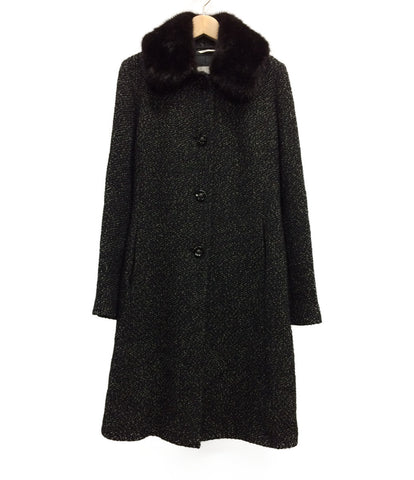 Max Mara beauty products with fur tweed long coat ladies SIZE usa 4 (S) MAX MARA