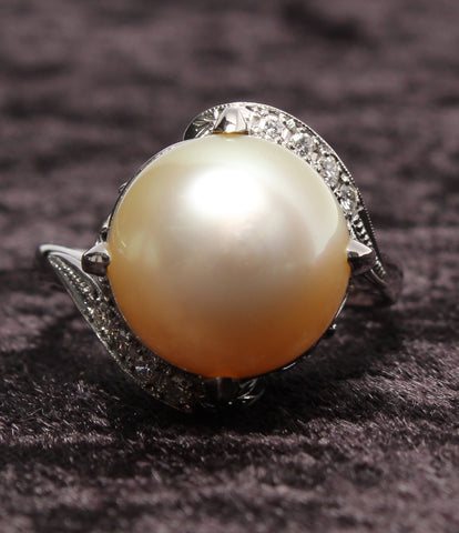 Beauty products Pt900 white butterfly Pearl 13mm diamond 0.17ct ring Pt900 Ladies SIZE 24 No. (ring)