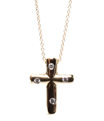 蒂芙尼美容产品K18YG钻石点十字图案项链女士（项链），蒂芙尼公司