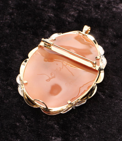 Beauty products K18YG Pt900 diamond 0.05ct cameo brooch pendant top combined K18YG Pt900 Ladies (Other)