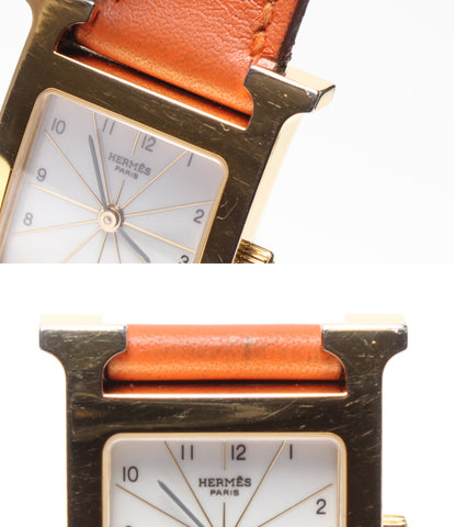Hermes Watch □ P แกะสลัก H นาฬิกาควอตซ์ขาว Hermes
