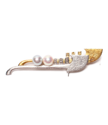 Pt900 K18YG pearl 8mm brooch Ladies (other) Kaoruko Mizuno