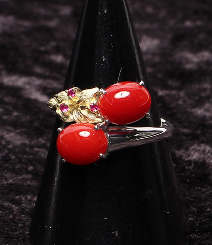 Beauty products Pt900 K18 coral ruby ​​ring Ladies SIZE 18 No. (ring)