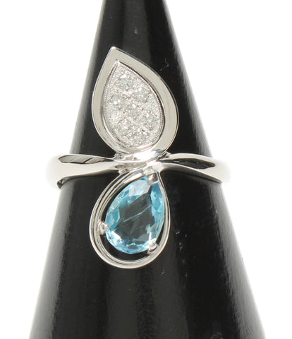 Beauty products Pt900 diamond 0.11ct aquamarine 0.90ct ring PT900 Ladies SIZE 12 No. (ring)