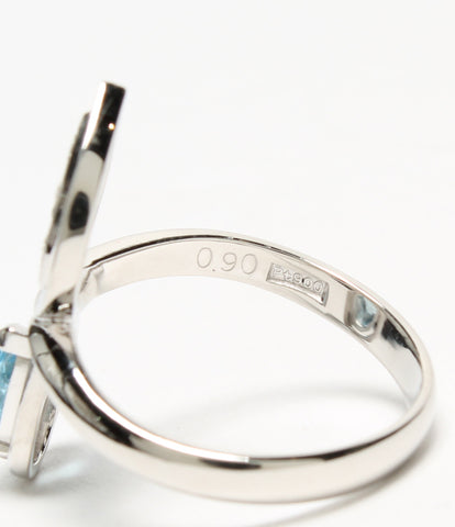 ผลิตภัณฑ์ความงาม PT900 เพชร 0.11ct Aquamarine 0.90ct แหวน PT900 ขนาดสตรีขนาด 12 (แหวน)