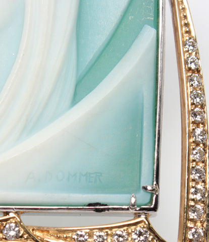 Pt900 K18YG stone cameo diamond 1.75ct pendant brooch shared Ladies (Other)