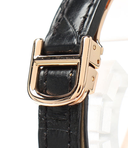 Cartier watch K18PG case genuine diamond bezel genuine leather belt genuine K18PG buckle tonneau SM hand-rolled Silver Ladies Cartier
