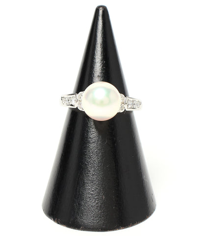 แหวน Fairyware แหวน PT1000 มุก 9.2mm เพชร 0.28ct ผู้หญิงขนาดหมายเลข 10 (แหวน)