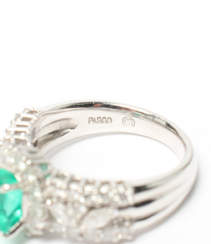 PT900 มรกต 1.05ct เพชร 1.02ct แหวน PT900 ผู้หญิงขนาดหมายเลข 11 (แหวน)