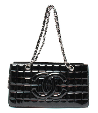 Chanel Leather chain shoulder bag here mark patent chocolate bar Ladies CHANEL