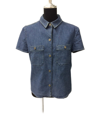 Chanel 06P short-sleeved denim shirt here mark crown button 06P P28795 Ladies SIZE 38 (S) CHANEL