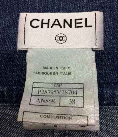 Chanel 06P short-sleeved denim shirt here mark crown button 06P P28795 Ladies SIZE 38 (S) CHANEL