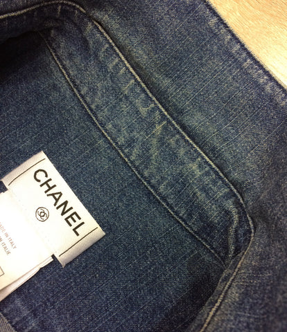 Chanel的06P短袖衬衫牛仔这里标记冠按钮06P P28795女士们SIZE 38（S）CHANEL