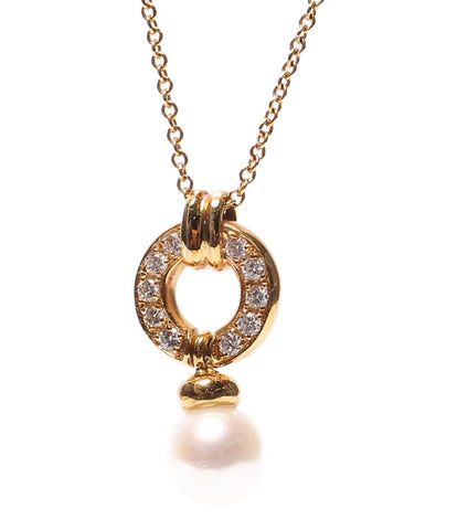 Tiffany K18 Pearl 6.6mm diamond pendant K18 Ladies' (necklace) TIFFANY & Co.