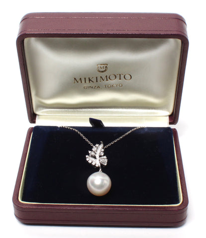 御木本美容产品PT900白蝶珍珠14.33毫米钻石吊坠女士（项链）MIKIMOTO