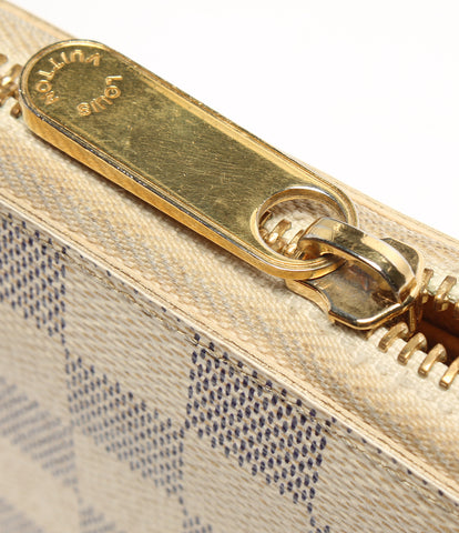 Louis Vuitton Zippy กระเป๋าสตางค์รอบสกรูยาวกระเป๋าสตางค์ Damier Azur ผู้หญิง (Round Fastener) Louis Vuitton