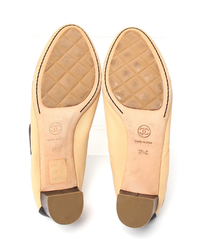 Chanel的美容产品脚跟带芭蕾舞鞋泵07P女士SIZE 37C（L）CHANEL