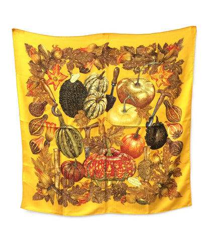 Hermes beauty products Calle 90 cashmere × silk large format scarf CITROUILLES & COLOQUINTES pumpkin and colocynth Ladies (multiple size) HERMES