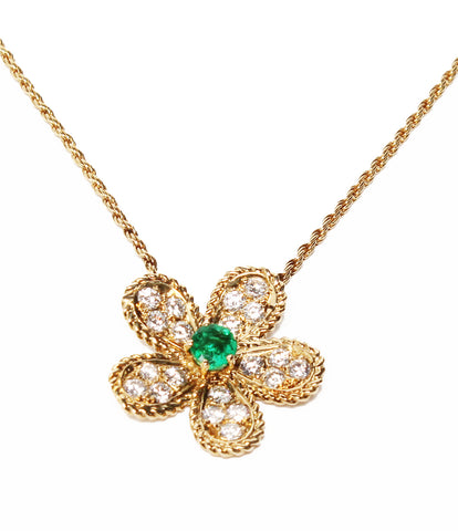 Graph beauty products necklace K18 diamond emerald flower motif Ladies' (necklace) GRAFF
