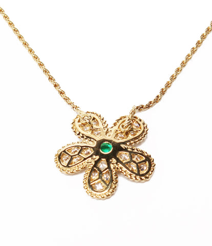 Graph beauty products necklace K18 diamond emerald flower motif Ladies' (necklace) GRAFF