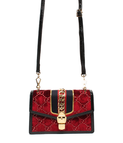 Gucci as new velvet × patent Small Shoulder bag Sylvie Ladies GUCCI