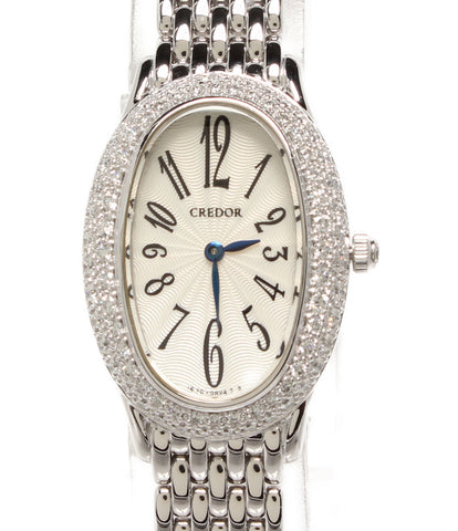 Cradle watch bezel diamond WG quartz Ladies CREDOR