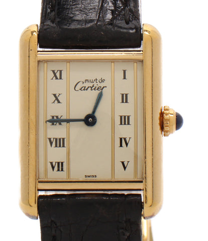 Cartier Watch Mast Tank Vermeille ควอตซ์สุภาพสตรี Cartier