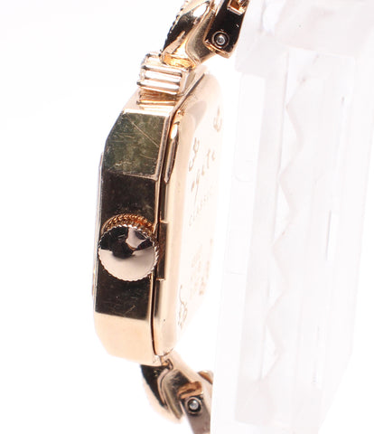 Agate watch diamond 0.05ct Classic K10YG case Quartz Gold Ladies agete