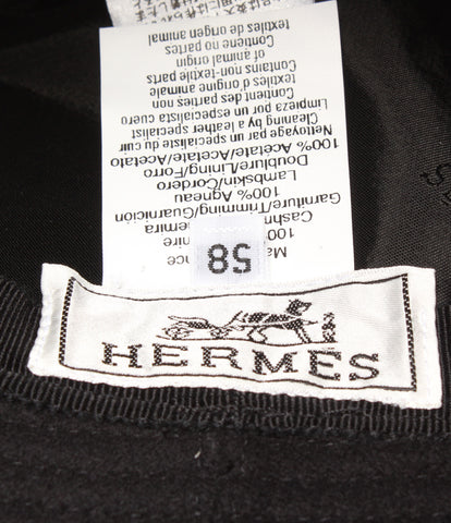 Hermes beauty products leather × cashmere hat ladies (multiple size) HERMES