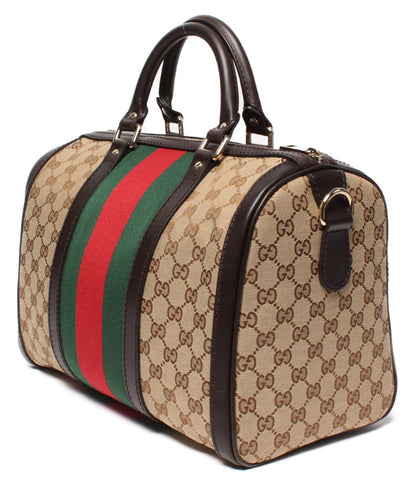 Gucci beauty products 2WAY mini Boston shoulder bag sherry line GG canvas 247205 Ladies GUCCI