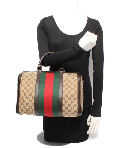 Gucci beauty products 2WAY mini Boston shoulder bag sherry line GG canvas 247205 Ladies GUCCI