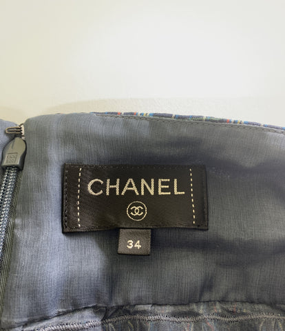 Chanel Beauty Products Coco เครื่องหมายปุ่มตรวจสอบรูปแบบ Tiered Long Skirt ขนาดสตรีขนาด 34 (XS หรือน้อยกว่า) Chanel