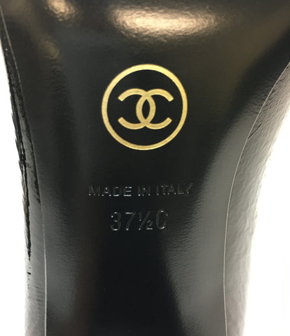 香奈儿喜欢新的可可标记徽标冲孔脚跟泵妇女的大小37 1/2（M）香奈儿