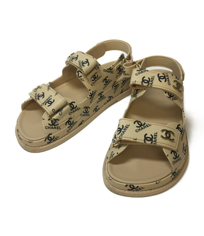 Chanel Good Condition GATE NO.5 Coco Mark Total Logo Footbed Sandals Ladies SIZE 37 (S) CHANEL