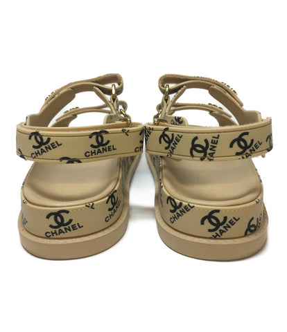 Chanel Good Condition GATE NO.5 Coco Mark Total Logo Footbed Sandals Ladies SIZE 37 (S) CHANEL
