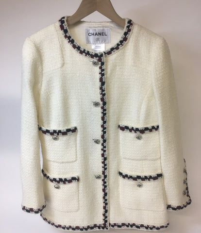Chanel Beauty Coco 釦 No Color Tweed Jacket Women's SIZE 38 (M) CHANEL