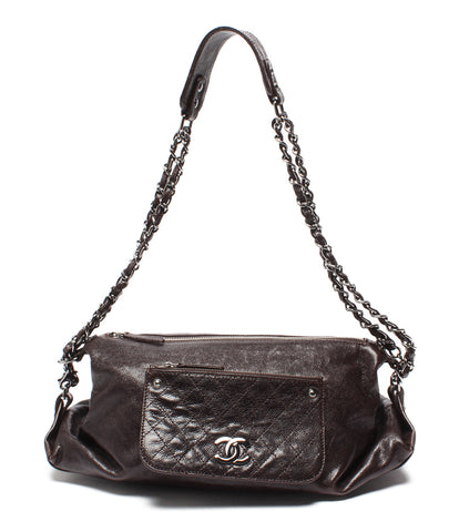 Chanel leather handbag Silver hardware Kokomaku wild stitching ladies CHANEL