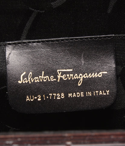 21センチ横幅Salvatore Ferragamo サルヴァトーレ フェラガモ Gancini Wood Hand Bag AU-21-7728 ガンチーニ ウッド製 ハンドバッグ ブラウン