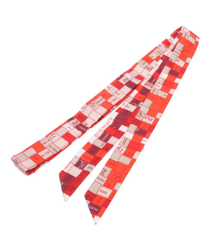 エルメス 美品 ツイリースカーフ ロング シルク  ボルデュック チェック     レディース  (複数サイズ) HERMES