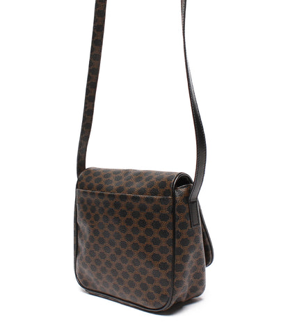Celine Shoulder Bag Pochette Dangle Main Pattern Black × Brown Macadam Women's Celine